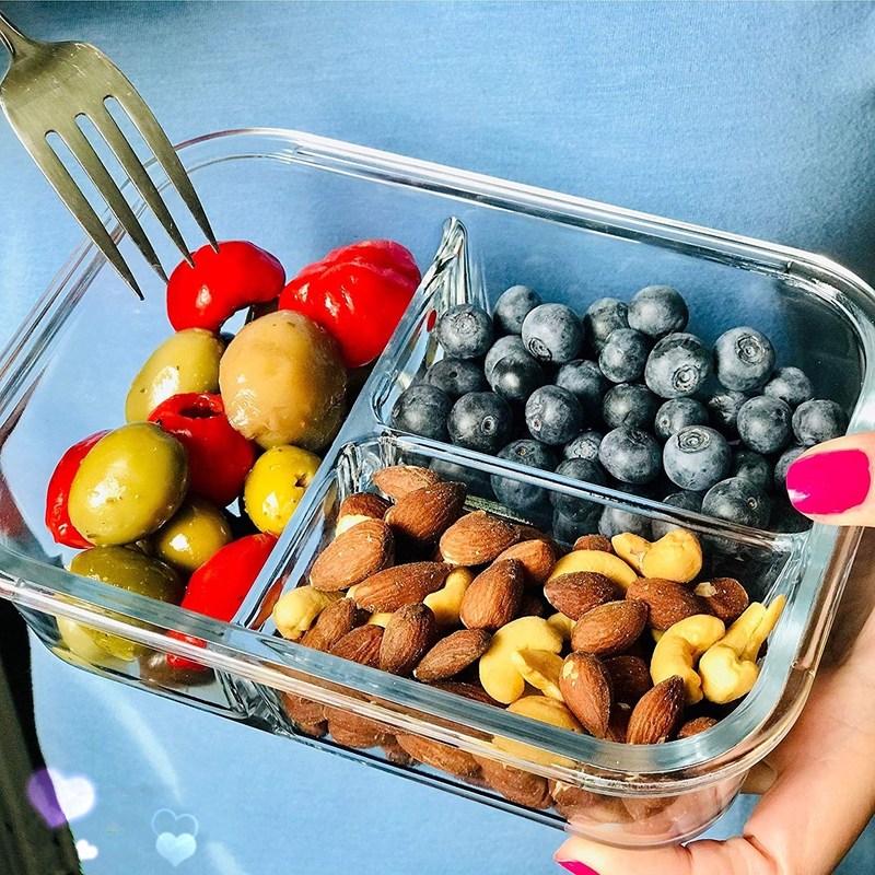 คุณภาพ Borosilicate Pressed Glass Lunch Boxes With Locking Lids โรงงาน