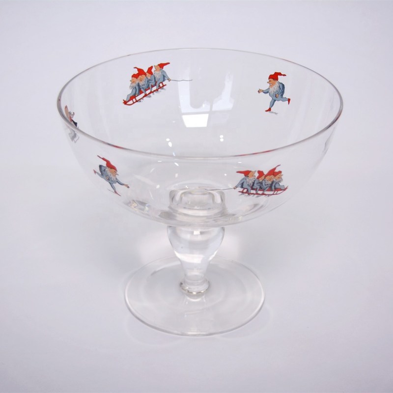 คุณภาพ Large Diameter Crystal Glass Fruit Bowl , Crystal Salad Serving Bowl With Stand โรงงาน