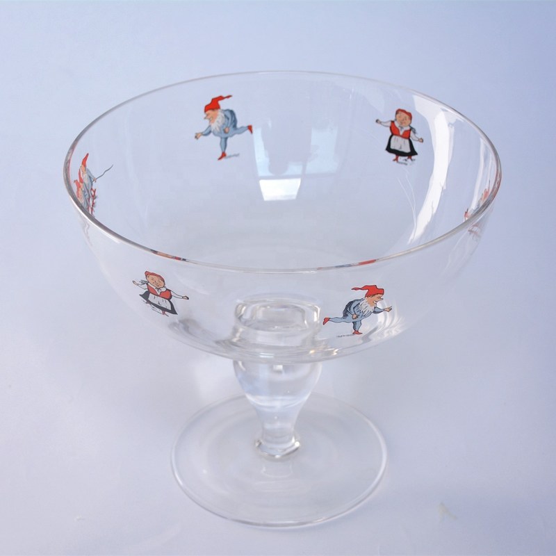 คุณภาพ Large Diameter Crystal Glass Fruit Bowl , Crystal Salad Serving Bowl With Stand โรงงาน