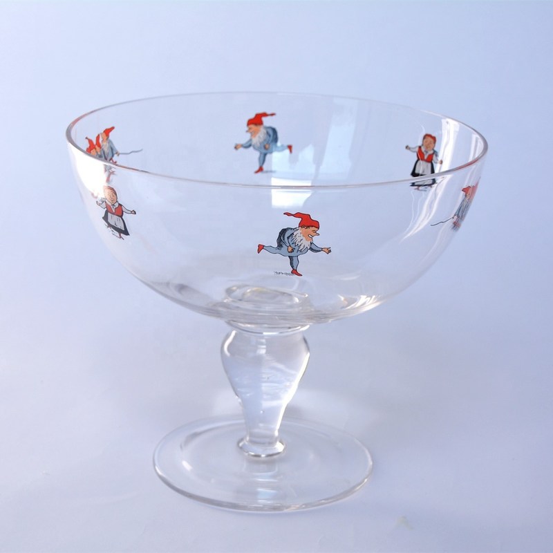 คุณภาพ Large Diameter Crystal Glass Fruit Bowl , Crystal Salad Serving Bowl With Stand โรงงาน