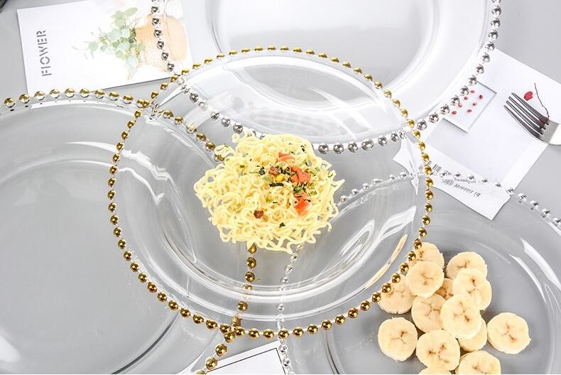 คุณภาพ Gold Decorated Glass Charger Plates โรงงาน