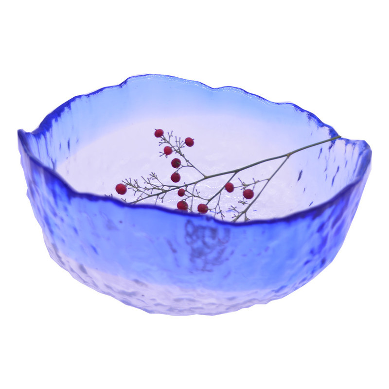 คุณภาพ Hammered Pattern Irregular Shape Crystal Salad Serving Bowl โรงงาน