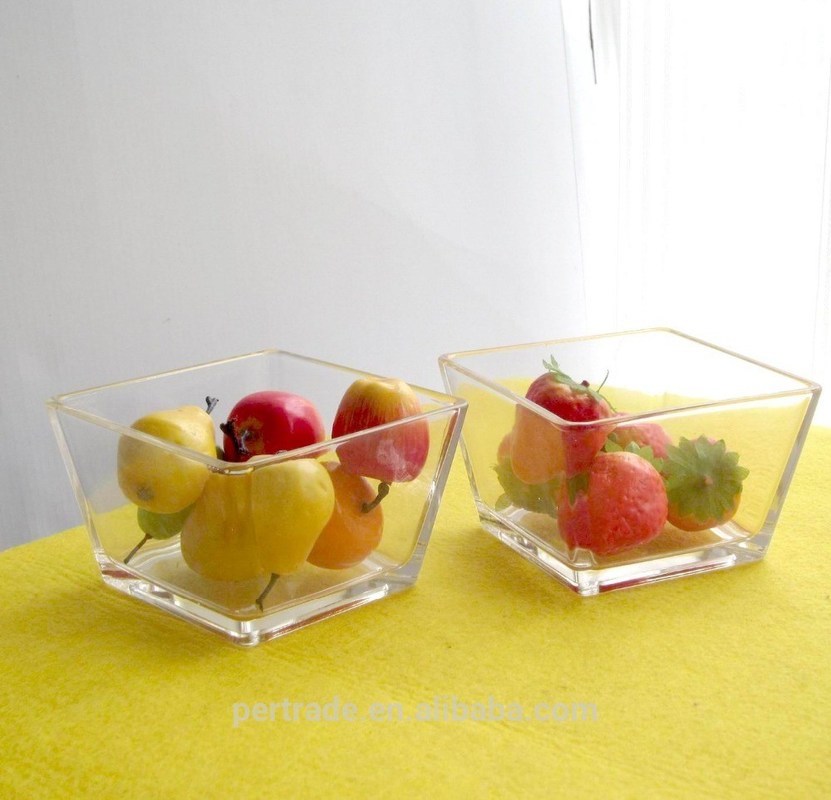 คุณภาพ Transparent Square Shaped Glass Salad Bowl , Crystal Salad Bowl For Home โรงงาน
