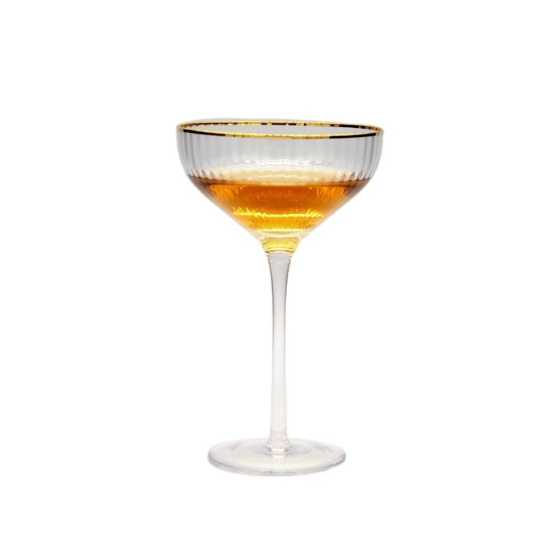 คุณภาพ Customize Gold Rim Optical Stripes Crystal Cocktail Glasses โรงงาน