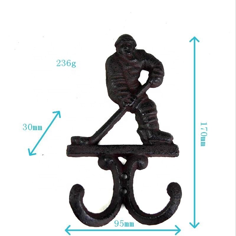 คุณภาพ Ice Hockey Rustic Cast Iron Coat Hooks Cast Iron Crafts โรงงาน