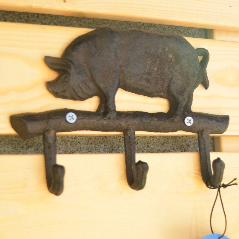 คุณภาพ Pig Shape Vintage Decorative Iron Wall Hooks For Home โรงงาน