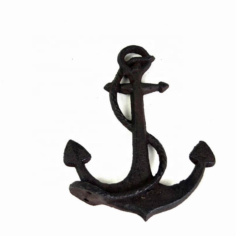 คุณภาพ Decorative Anchor Shape Black Iron Coat Hooks Cast Iron Crafts โรงงาน