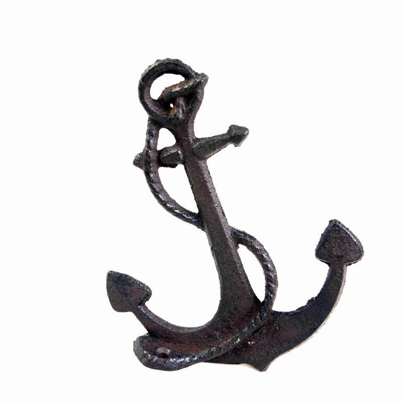 คุณภาพ Decorative Anchor Shape Black Iron Coat Hooks Cast Iron Crafts โรงงาน