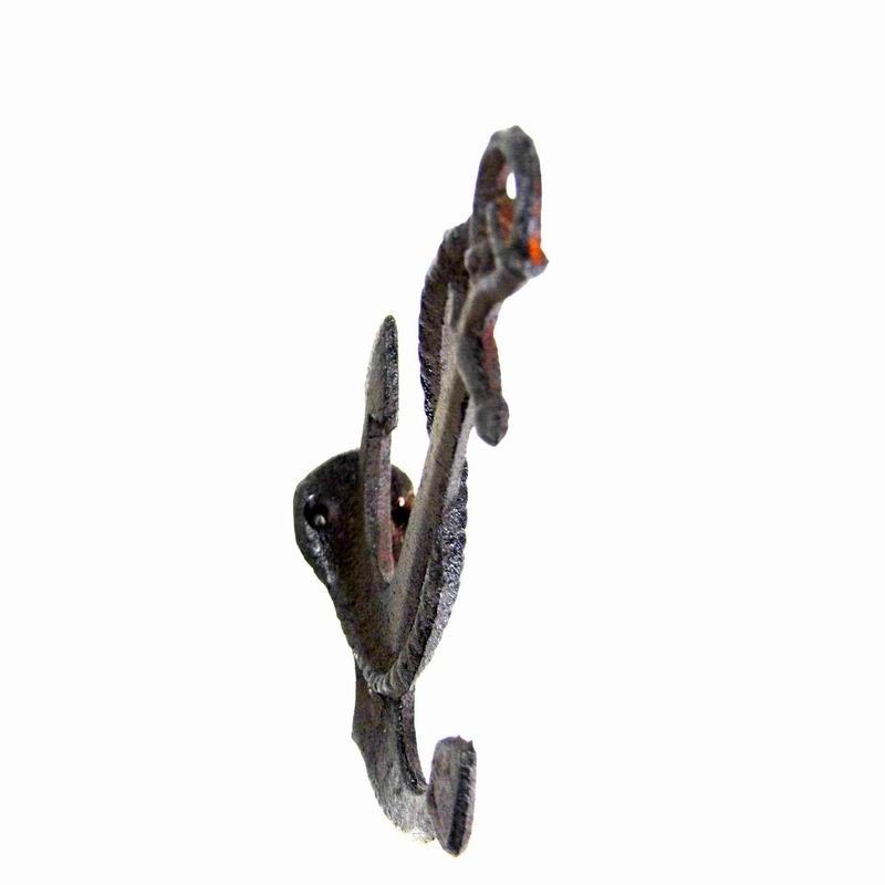 คุณภาพ Decorative Anchor Shape Black Iron Coat Hooks Cast Iron Crafts โรงงาน