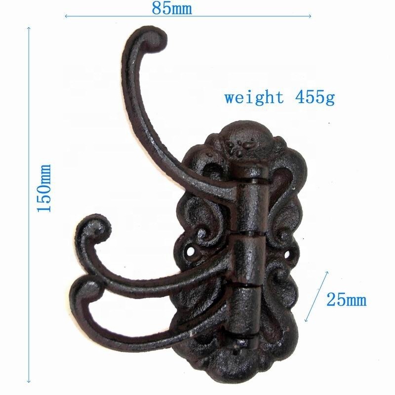 คุณภาพ Vintage Black Iron Hooks Cast Iron Crafts For Entryway โรงงาน