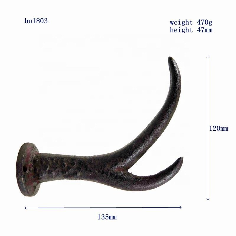 คุณภาพ Deer Antler Cast Iron Wall Hooks Cast Iron Crafts Rust โรงงาน