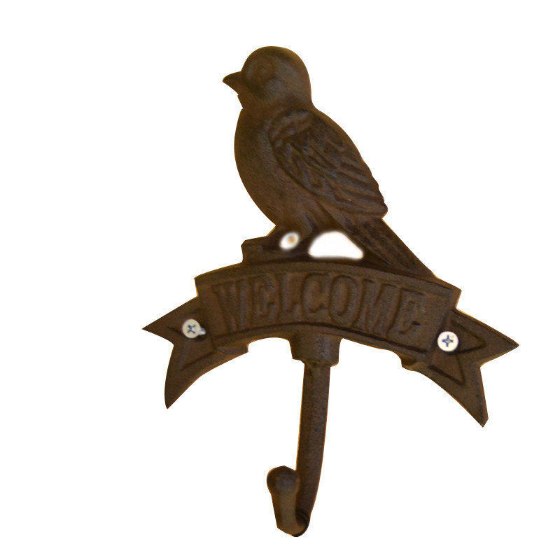 คุณภาพ Antique Wall Mount Bird shape Black Iron Coat Hooks โรงงาน