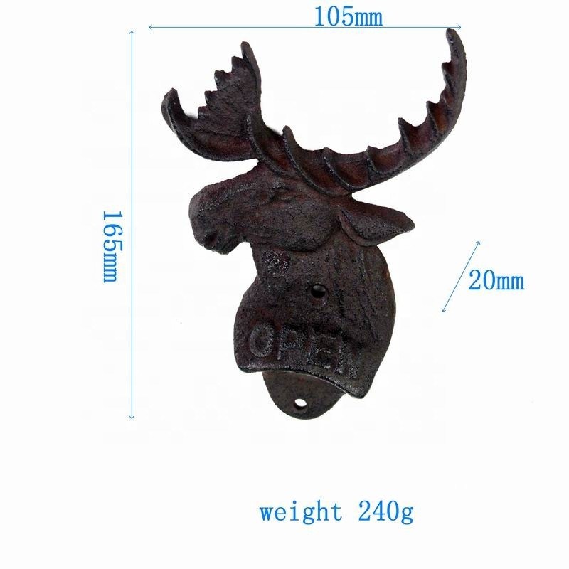 คุณภาพ Home Decor Deer Head Brown Rust Cast Iron Bottle Opener โรงงาน