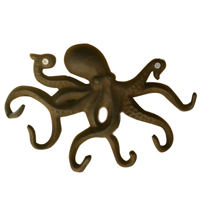 คุณภาพ Wall Mounted Creative Octopus Cast Iron Hat Hooks โรงงาน