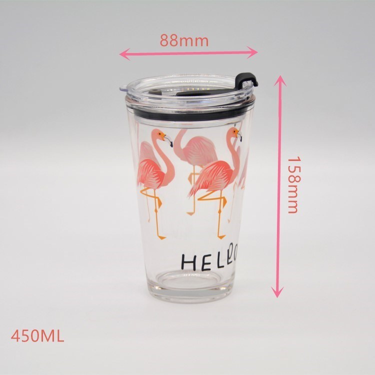 คุณภาพ Decorated Pint Ice Tea Glass Cup With Lid And Silicate Straw Cocktail Tumbler Drinking Glasses โรงงาน