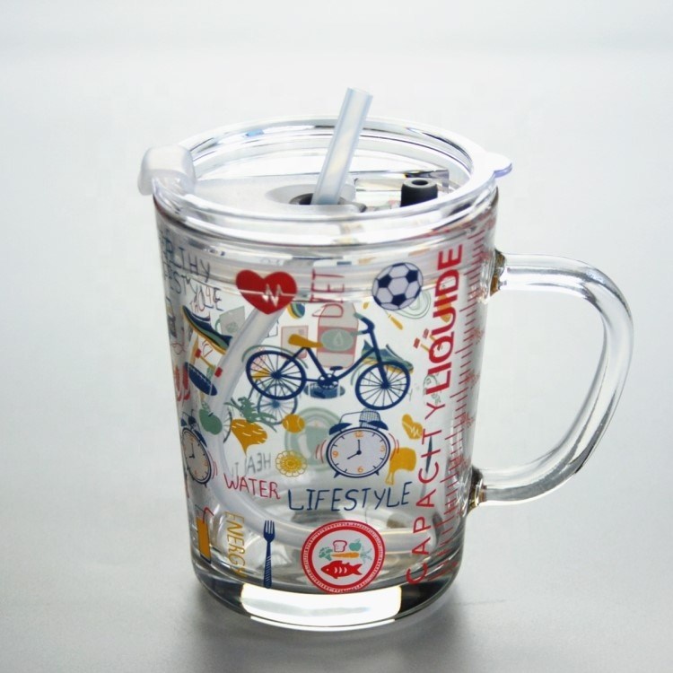 คุณภาพ Cartoon Crystal Drinking Glass With Lid And Silicate Straw โรงงาน