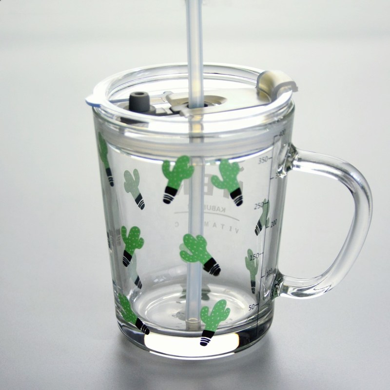 คุณภาพ Cartoon Crystal Drinking Glass With Lid And Silicate Straw โรงงาน