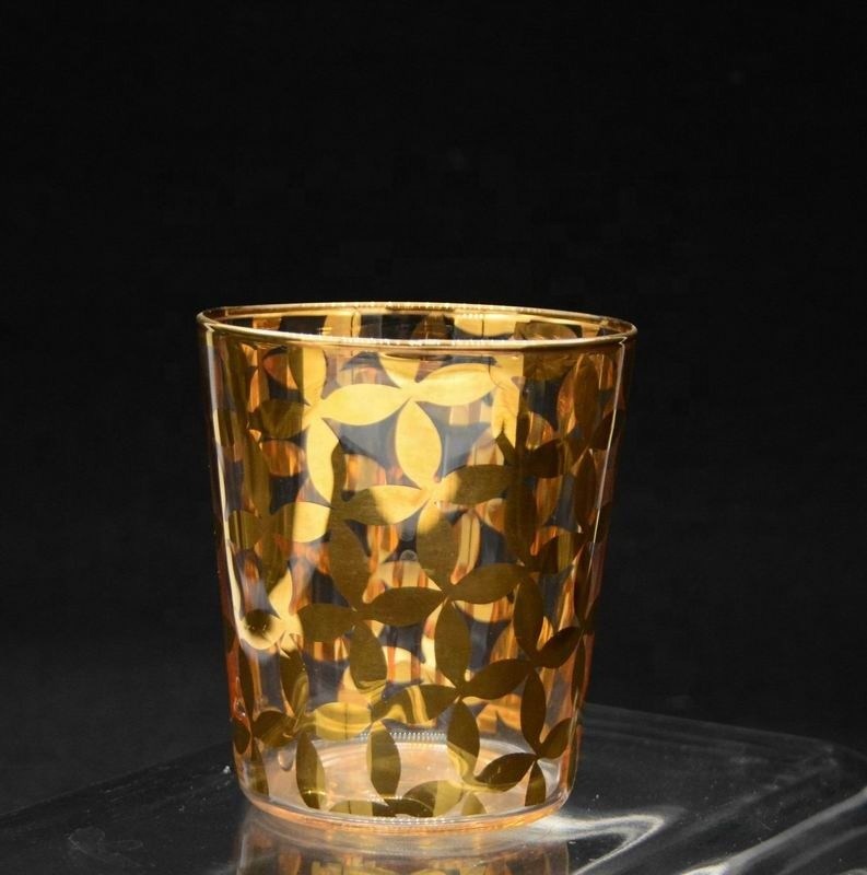 คุณภาพ Gold Print High End Stemless Wine Glass Tumbler , Crystal Highball Glasses โรงงาน