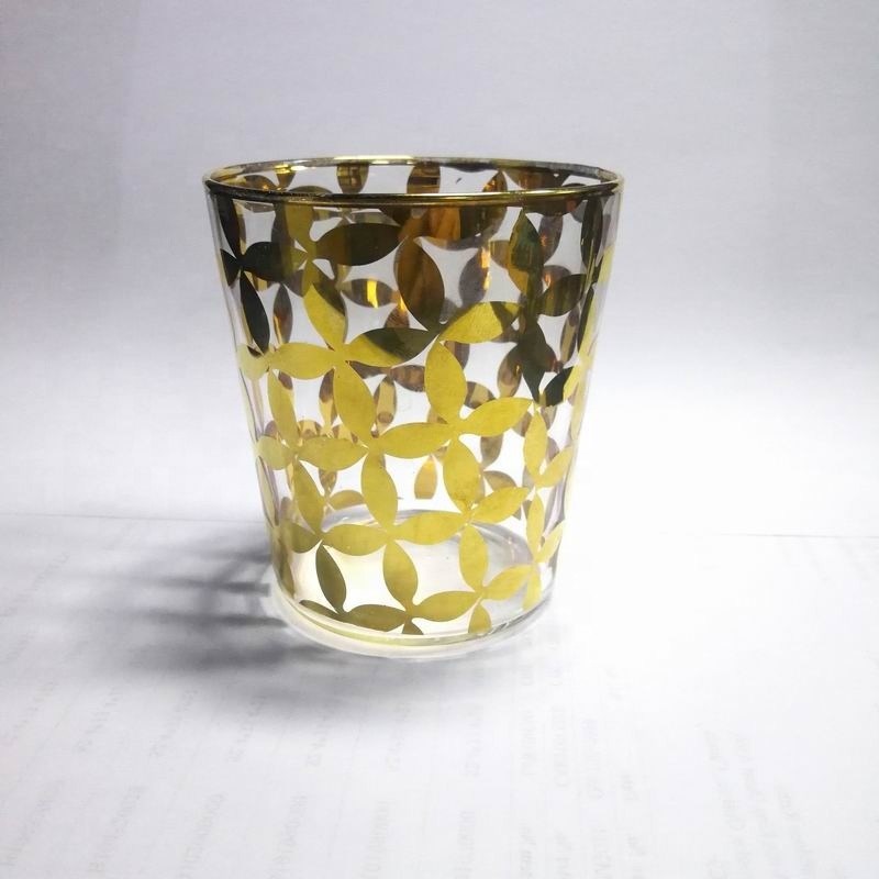 คุณภาพ Gold Print High End Stemless Wine Glass Tumbler , Crystal Highball Glasses โรงงาน