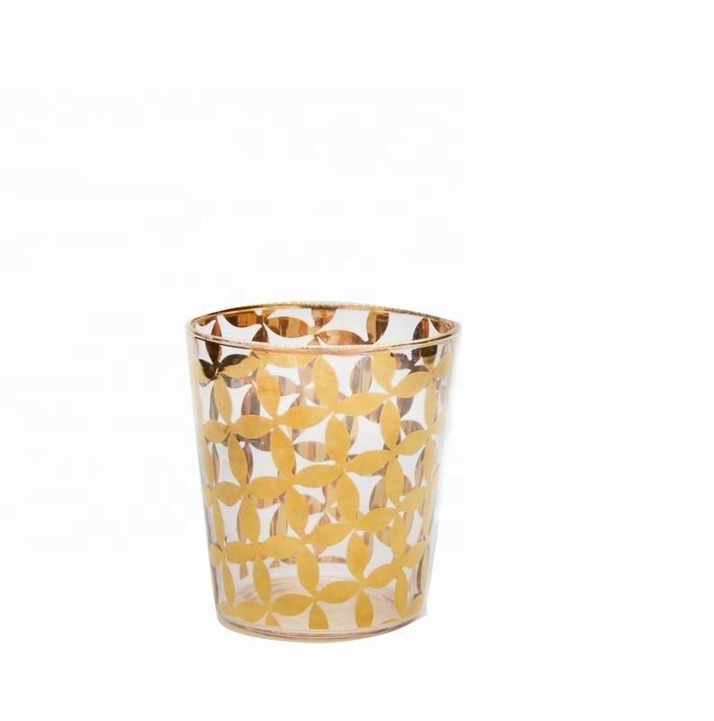 คุณภาพ Gold Print High End Stemless Wine Glass Tumbler , Crystal Highball Glasses โรงงาน