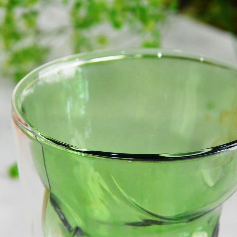 คุณภาพ Green Borosilicate Double Layer Colored Drinking Glasses โรงงาน