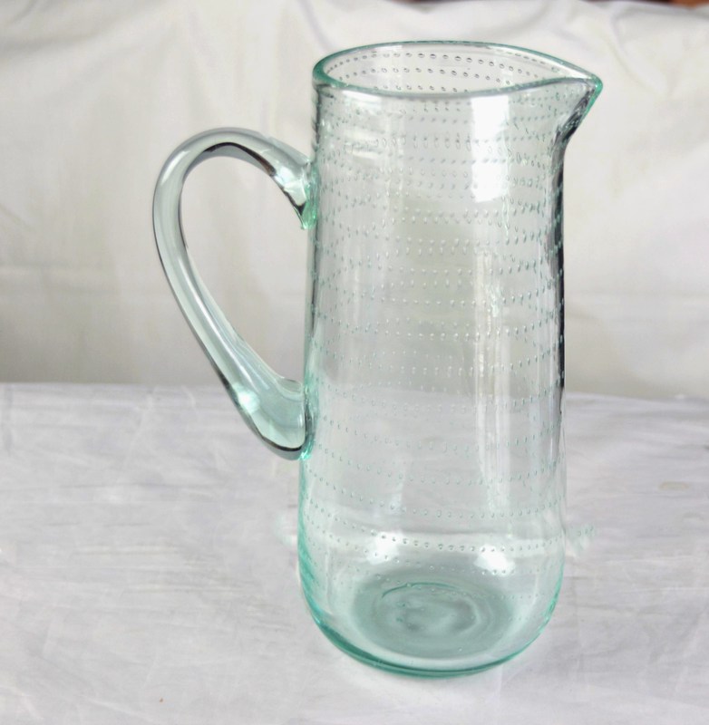 คุณภาพ Recycle Green Spiraling Bubbles  Glass Water Pitcher , Large Glass Pitcher โรงงาน