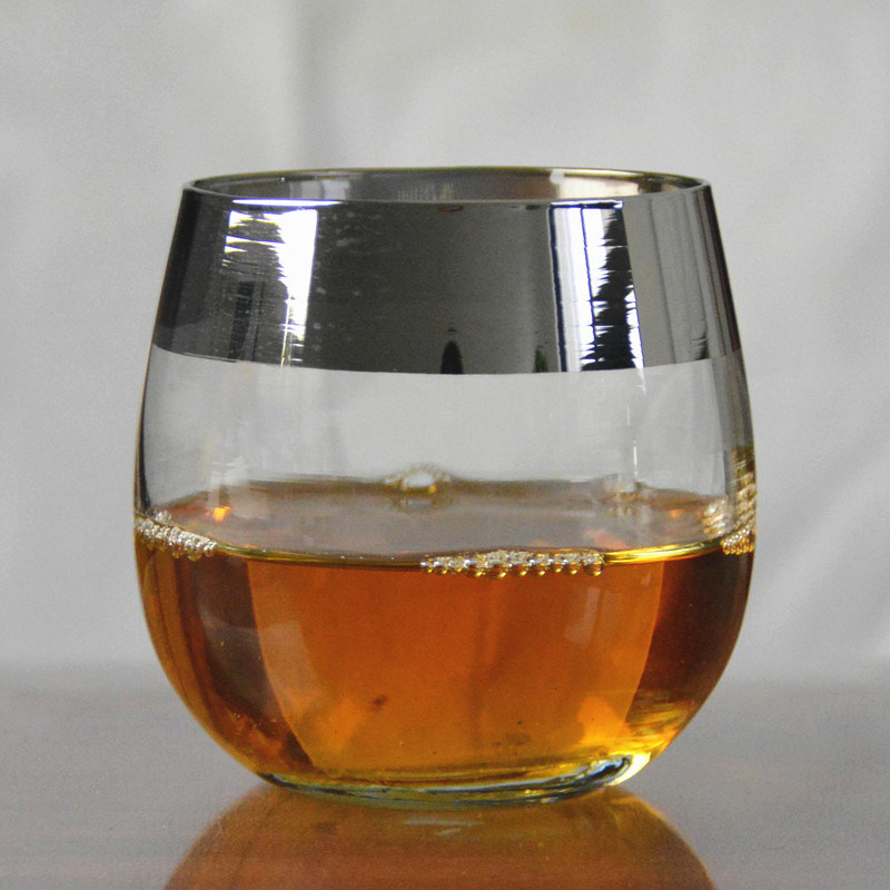 คุณภาพ Silver Rim Ion Plated Platinum Tumbler Drinking Glasses โรงงาน