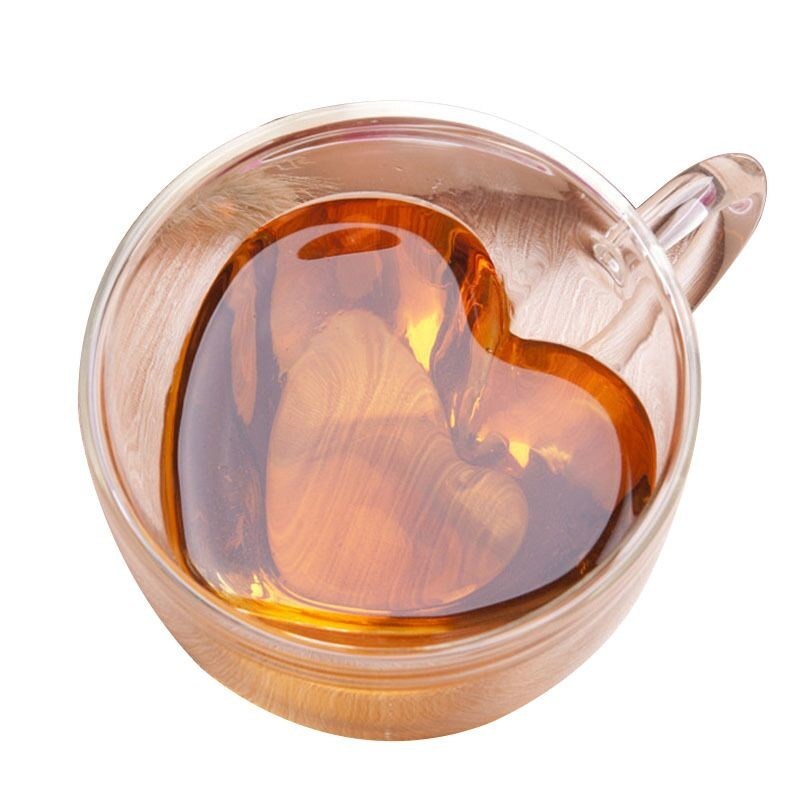 คุณภาพ Creative Lover Heart Shape Borosilicate Transparent Tea Cups โรงงาน