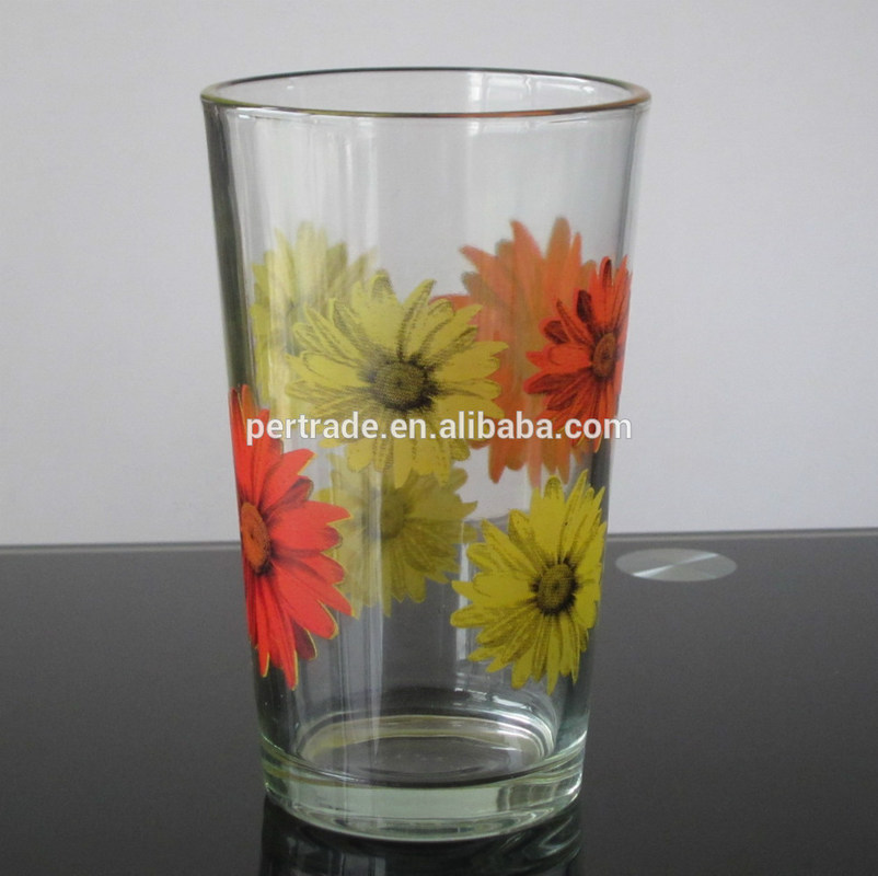 คุณภาพ Silk Printed Blooming Daisy 16 Oz Highball Glasses โรงงาน