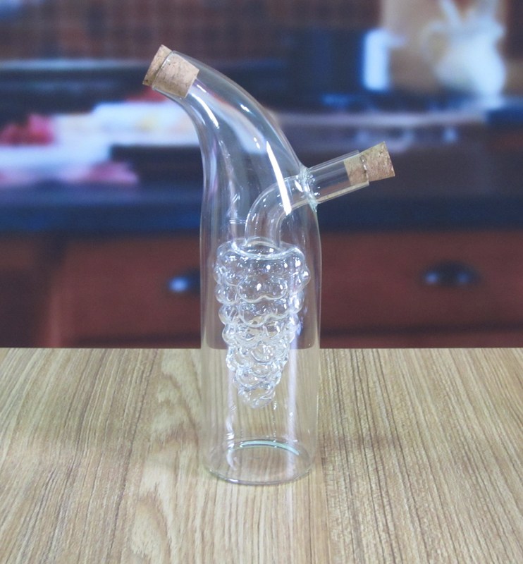 คุณภาพ Double Layer Grape Shape Glass Canister With Lid For Oil โรงงาน