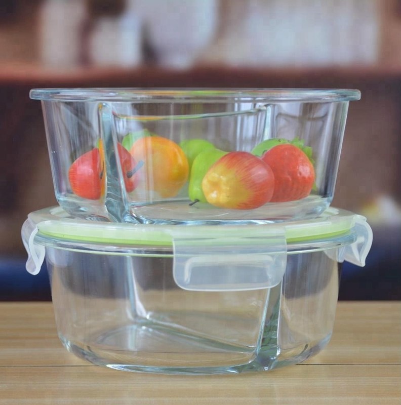 คุณภาพ Two Pots Borosilicate Clear Glass Storage Jars , Glass Bowls With Lids โรงงาน