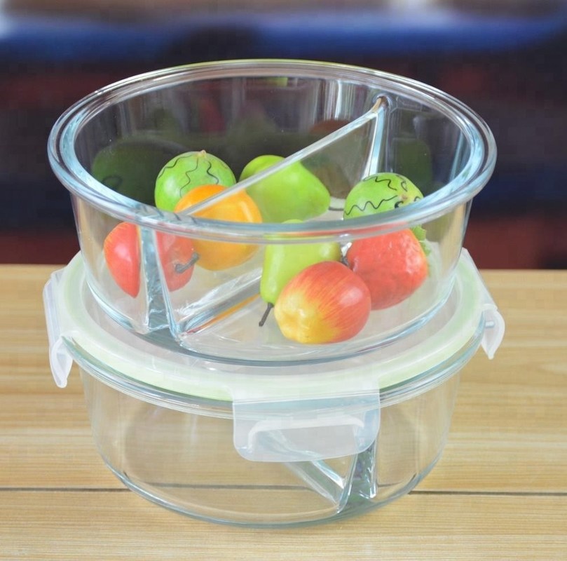 คุณภาพ Two Pots Borosilicate Clear Glass Storage Jars , Glass Bowls With Lids โรงงาน