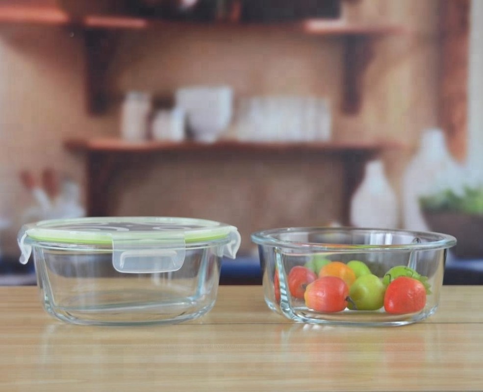 คุณภาพ Two Pots Borosilicate Clear Glass Storage Jars , Glass Bowls With Lids โรงงาน