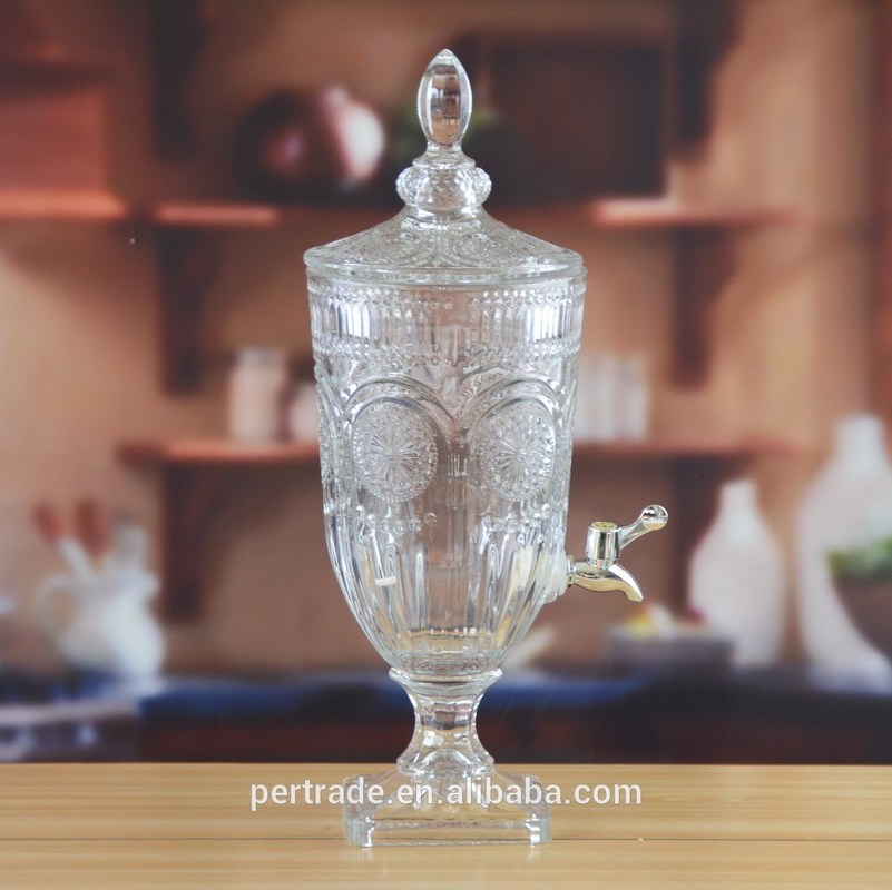 คุณภาพ Deep Cutted Engraved 5l Glass Jar With Lid . Glass Food Storage Jars โรงงาน