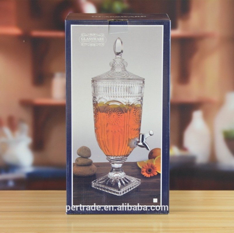 คุณภาพ Deep Cutted Engraved 5l Glass Jar With Lid . Glass Food Storage Jars โรงงาน