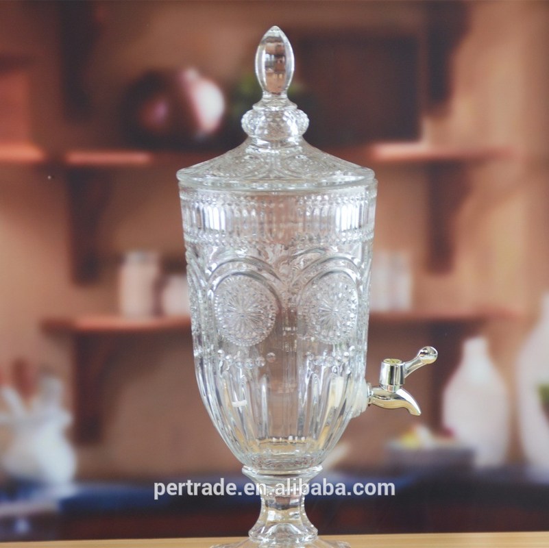 คุณภาพ Deep Cutted Engraved 5l Glass Jar With Lid . Glass Food Storage Jars โรงงาน