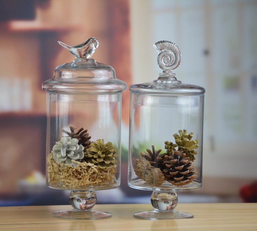 คุณภาพ Bird Handle Glass Canister With Lid โรงงาน