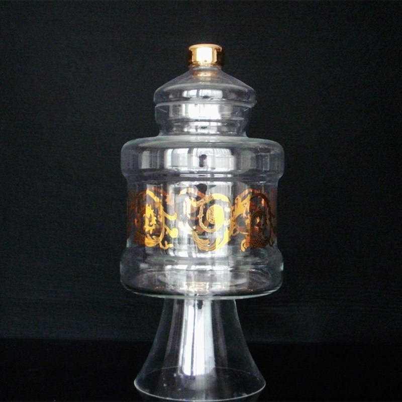 คุณภาพ Large Footed Glass Storage Jars With Gold Decoration Decal โรงงาน