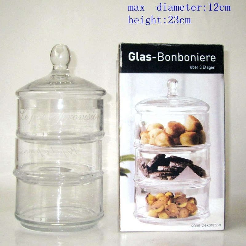 คุณภาพ Handblown 3 Layer Stackable Storage Jars With Lids โรงงาน