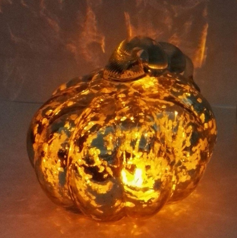 คุณภาพ Pumpkin Lantern Antique Glass Candle Holders For Halloween โรงงาน