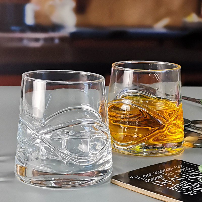 คุณภาพ Inlaid Arc Design Handmade Whiskey Glass โรงงาน