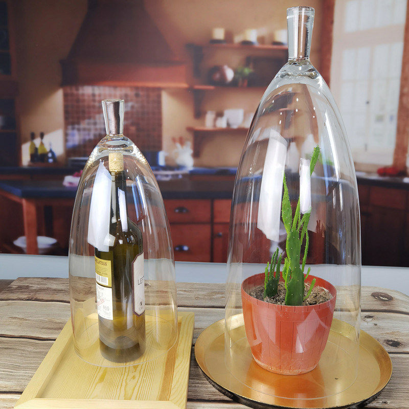 คุณภาพ Transparent Lead Free Handled 21" Glass Dome Cloche โรงงาน
