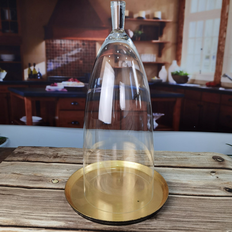 คุณภาพ Transparent Lead Free Handled 21" Glass Dome Cloche โรงงาน