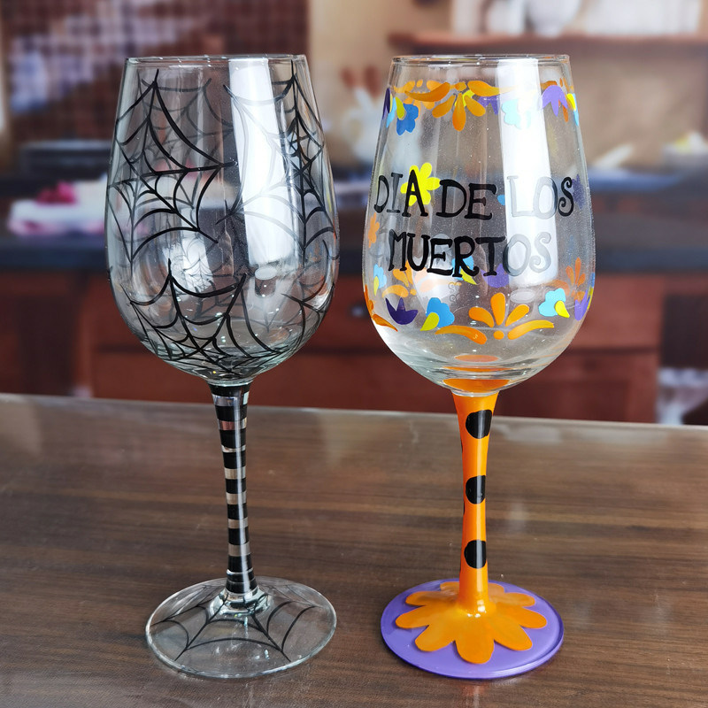 คุณภาพ FDA Holiday Gift Hand Painted Festival Wine Glass โรงงาน