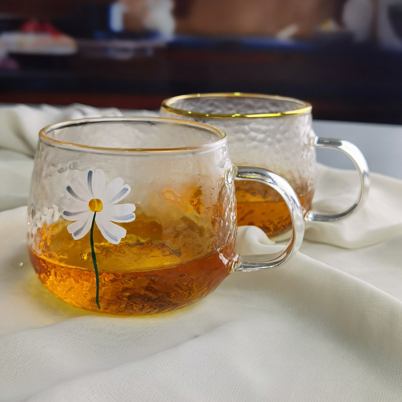 คุณภาพ Borosilicate Hammered Texture Tumbler Drinking Glasses With Golden Rim โรงงาน