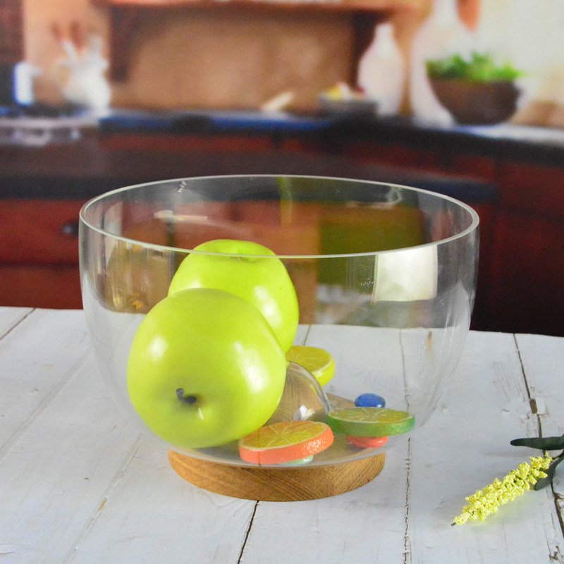 คุณภาพ 9" crystal salad bowl with solid wood stand peak bottom โรงงาน