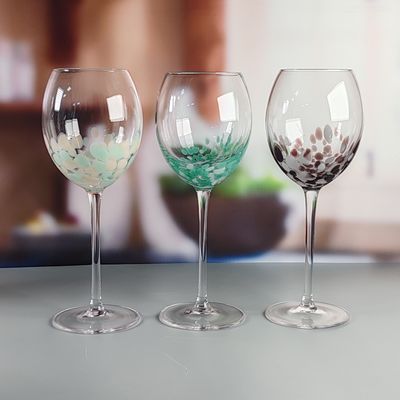 คุณภาพ Customized Hand Blowned Half-confetti Lead Free Crystal Wine Glass Set โรงงาน
