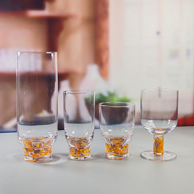 คุณภาพ Confetti Decorative DOF Glass Handmade Crystal Tumbler Water Glasses Mexico Rock Glass Cup for Wedding Party Gift โรงงาน