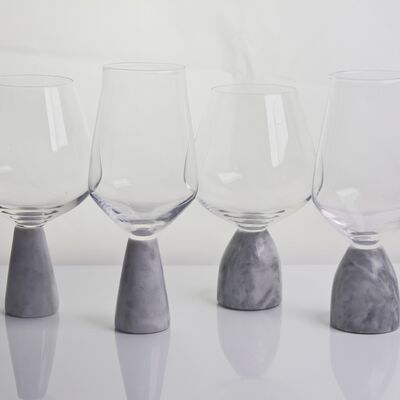 คุณภาพ Hand Blown Crystal Wine Glass with Modern Gray Marble Stem Base Ultra Clear Bowl Perfect for Dinner Parties and Everyday โรงงาน