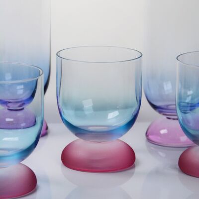 คุณภาพ Handblown Crystal Wine Glass Goblet with Two-color Gradient and Frosted Base for 300ml Wine Cocktail & Home Decor โรงงาน